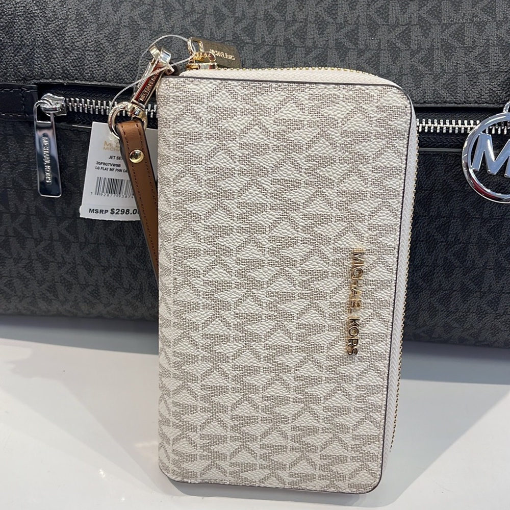 Michael Kors MK Signature Large Flat Multi-Function Phone Case Wallet Wristlet - Picture 12 of 16